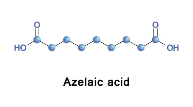 azelaic acid 10%; Azelaic acid is organic compound. It is found in wheat, rye, and barley. It is precursor to diverse industrial products including polymers, plasticizers, and component of hair and skin conditioners