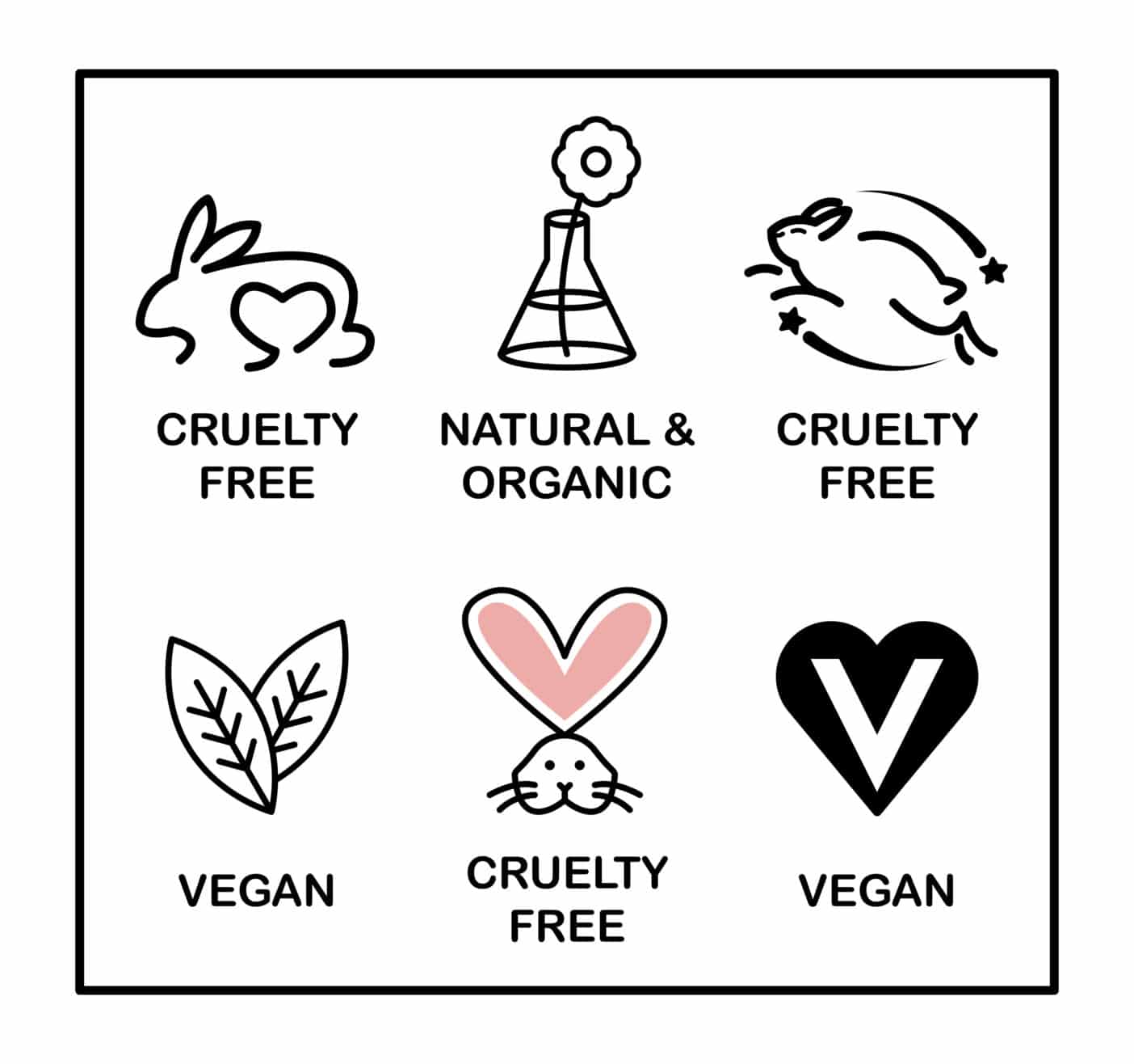 Siegel, vegan, Cruelty-free, Natrue