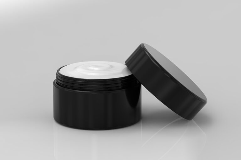 Black cosmetic packaging, black jars, black folding boxes