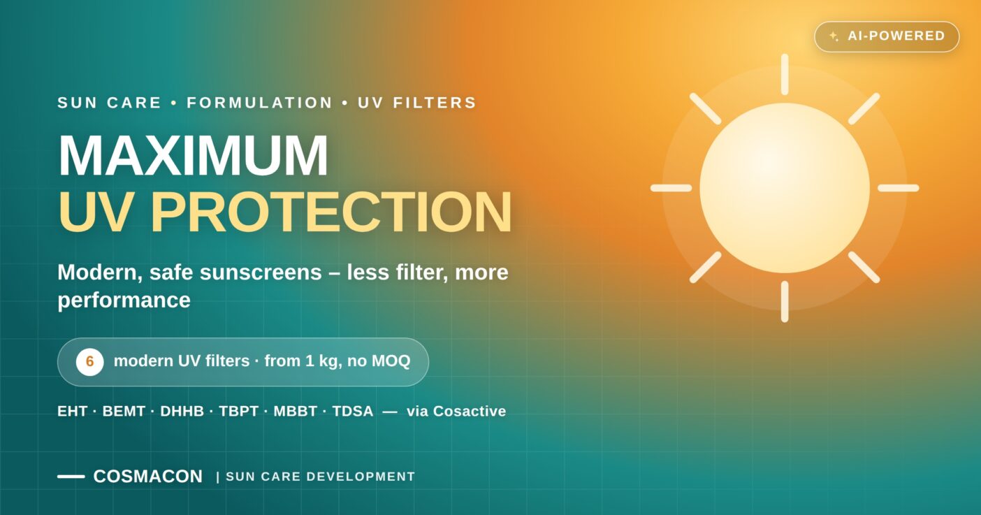 Maximum UV Protection, cosactive uv-filter, without MOQ