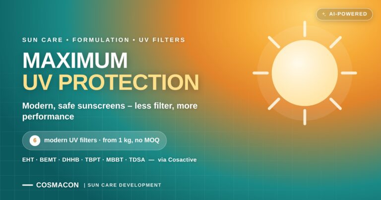 Maximum UV Protection, cosactive uv-filter, without MOQ