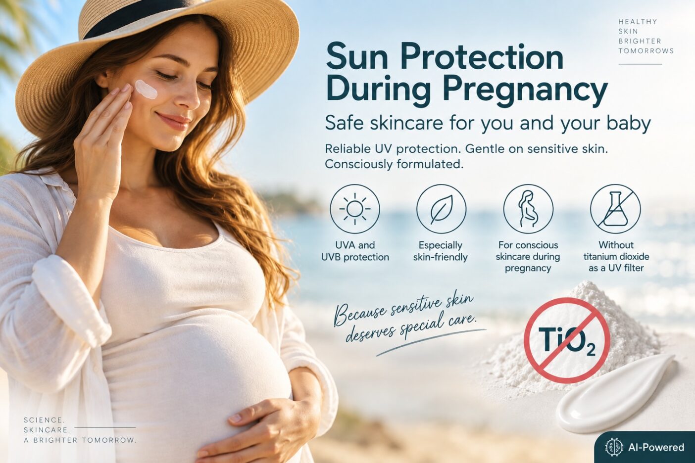 Sun protection during pregnancy, without titanium dioxide